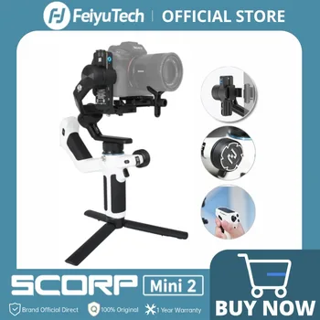 FeiyuTech SCORP Mini 2 for Mirrorless Camera Action Camre Smartphone, 3 Axis Stabilizer for Sony/GoPro/iPhone, AI Tracking