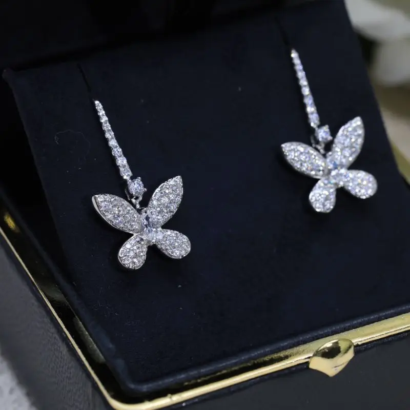 

London England Luxury Brand Jewelry High Quality 925 Sliver Topaz Butterfly Earrings For Women Charming Gift Higher Quality