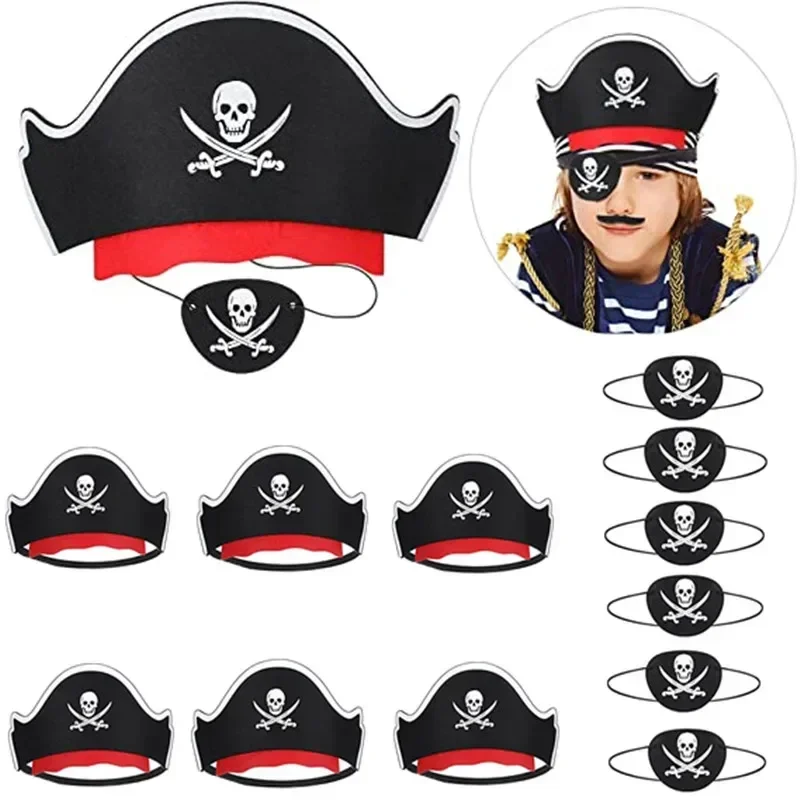 20 Parches De Ojo Pirata - Parche De Fieltro Con Calavera - Disfraz Halloween Y Cosplay - 8x6 Cm