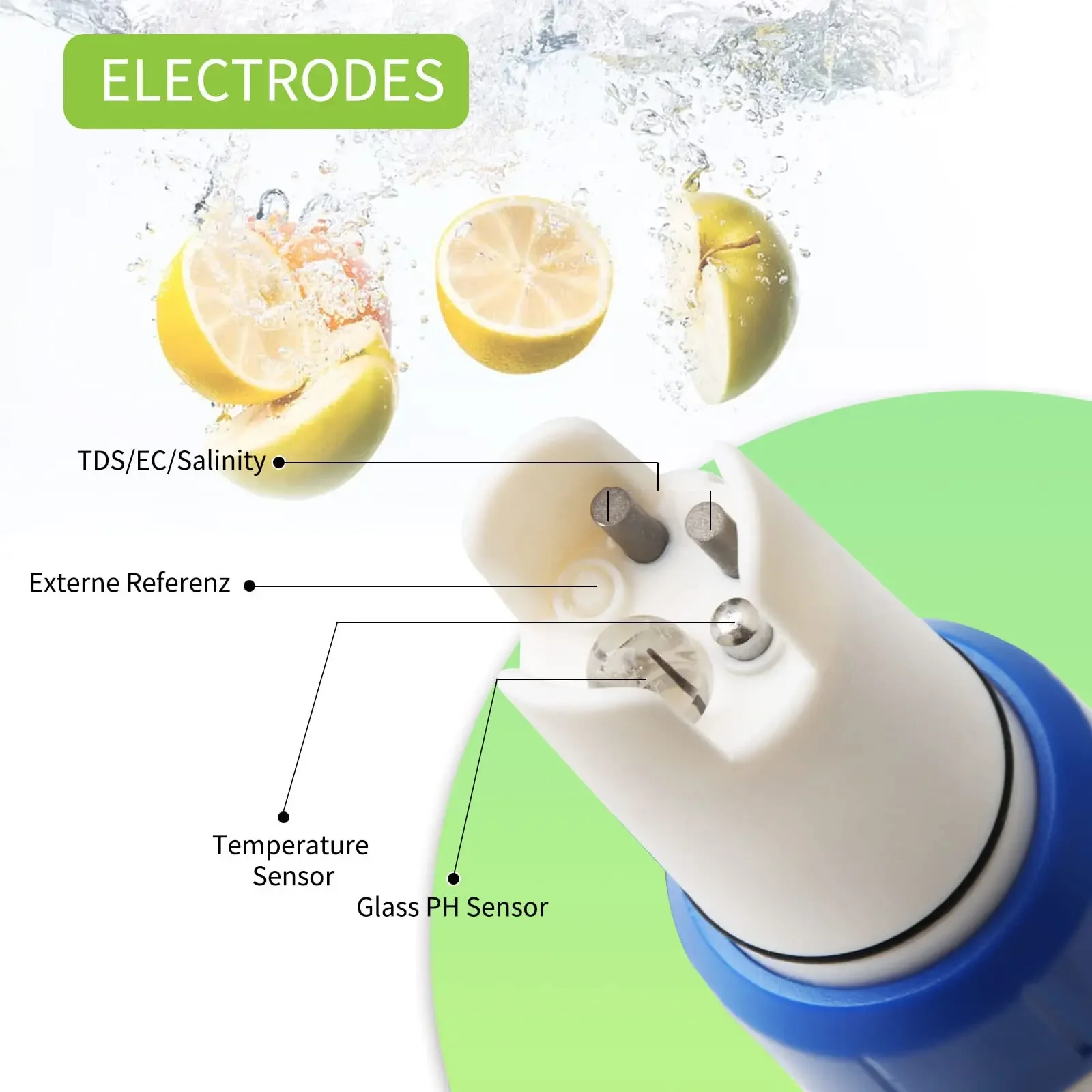 5 in 1 PH/TDS/EC/Salinity/Temp Meter with ATC, Smart Bluetooth PH Tester for Pools, Seawater, Aquariums, Koi Fish Pond