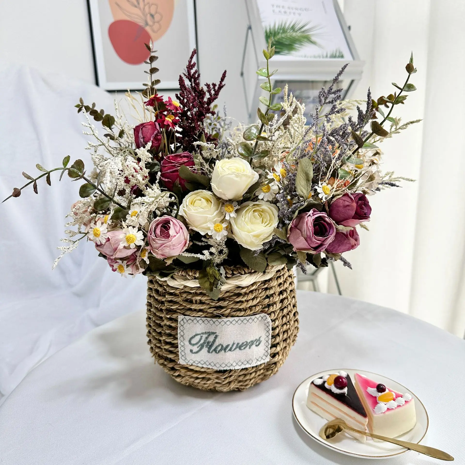 

Artificial Flowers Rose Bouquet Home Decor Bride Wedding Holding Flower Bridal Room Decoration Accessoires Maison Gift For Women