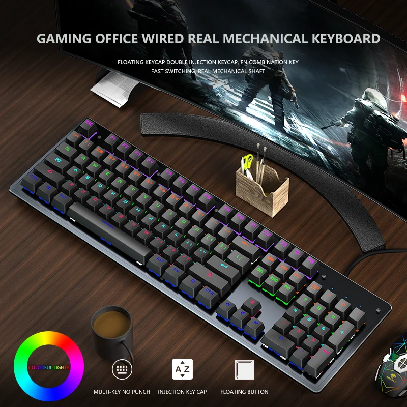 

Gaming Wired Mechanical Keyboard Computer Office RGB Keyboard Gaming Keyboard