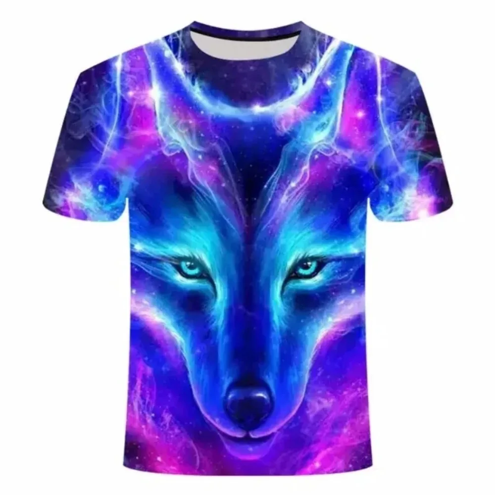 Tier-Wolf 3D-gedrucktes Sport-Schnelltrocknendes Atmungsaktives Herren-T-Shirt Outdoor Street Komfort Vielseitiger Trend Große Größe Kurzarm-Oberteil