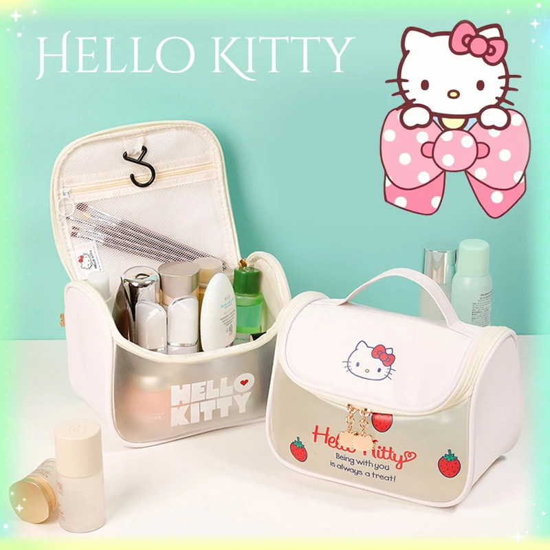 Hello Kitty Femmes Mode Dessin Animé Imperméable à l’eau Sac Cosmétique Sac  de voyage Trousse de toilette Sac de rangement Organisateur Beauty Case