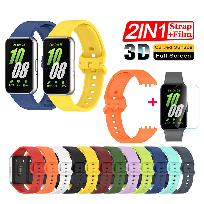 Dual-Purpose Silicone Strap with Screen Protector for Fitness Tracker Wristbands