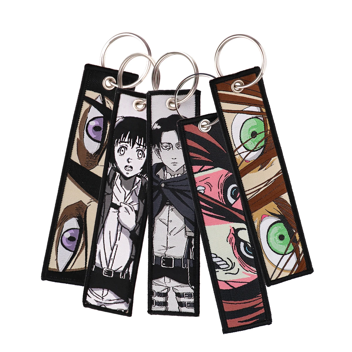 QE067 Japanese Anime Jet Tag Embroidery Chaveiro Attack On Titan Key Ring Special Tag Label