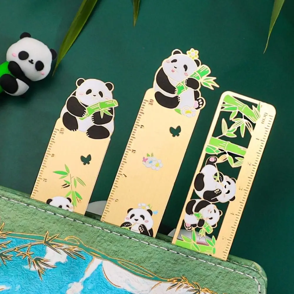 Hollow Metal Panda Bookmark Chinese Style Pendant Book Clip Book Holder Ruler Retro Pagination Mark School Office Supplies