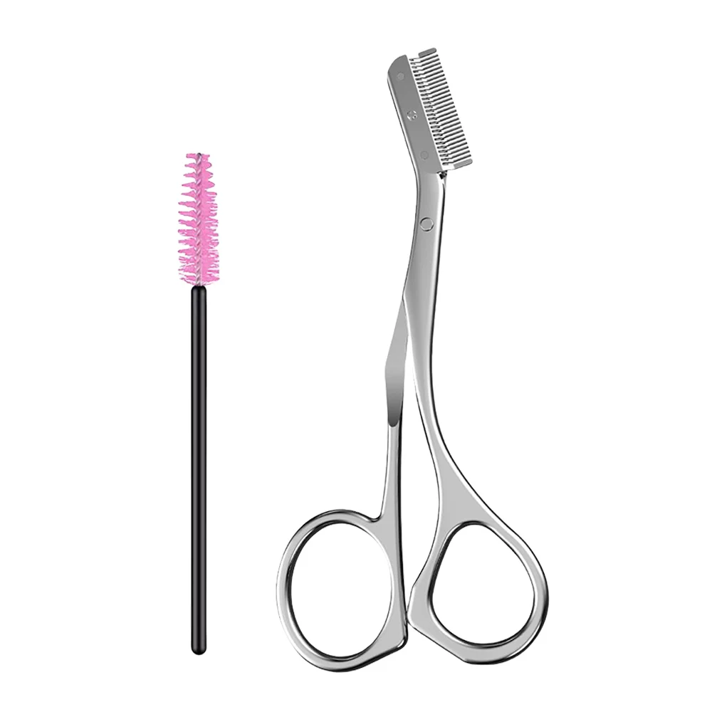 1pc Professional Eyebrow Trimmer Scissors Shaver With Comb Brush Stainless Steel Washable Brow Razor Women Beauty Makeup Tool eyebrow trimmer set eyebrow razor set eyebrow scissors eyebrow razor eyebrow trimmer