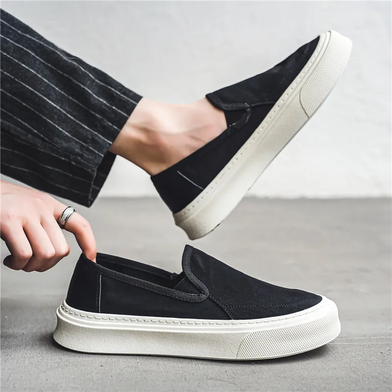 Men's Shoes Slip-on  Harajuku Style Student Cloth ShoesLow-cut Trendy  Black Sneakers=męskie Tenisówki Na Co Dzień=кроссовки 4