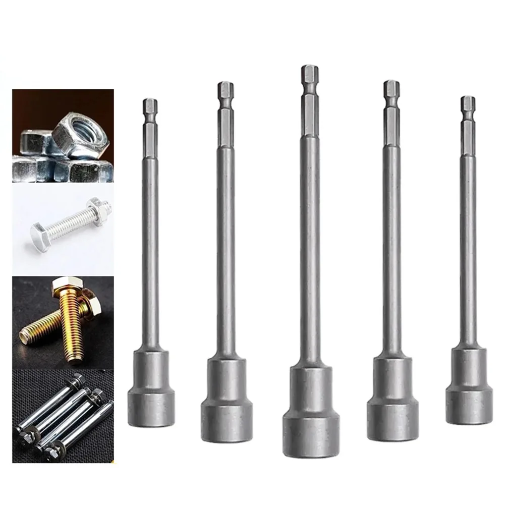 

150mm Hexagon Nut Driver Drill Bit Socket Wrench Extension Sleeve For Power Drills Drivers Socket Kit 150mm Long 6mm-19mm