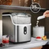 Ice Makers Countertop, 35lbs/Day Pebble Maker Machine with Sonic , Self-Cleaning Countertop Maker with Ice Scoop 3
