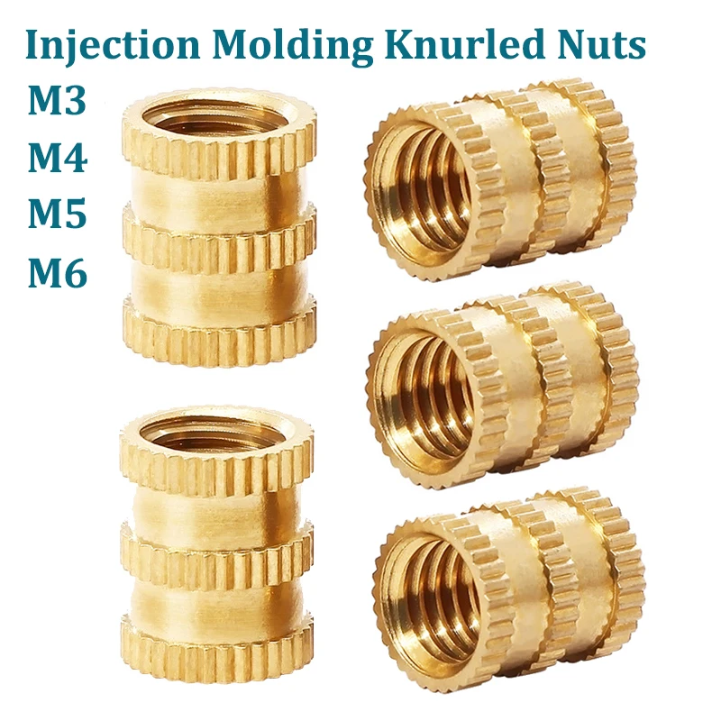 

100pcs Heat Injection Molding Knurled Nuts Embedment Nut M3 M4 M5 M6 Thread Brass Hot Melt Insert Nut 3D Printer Parts