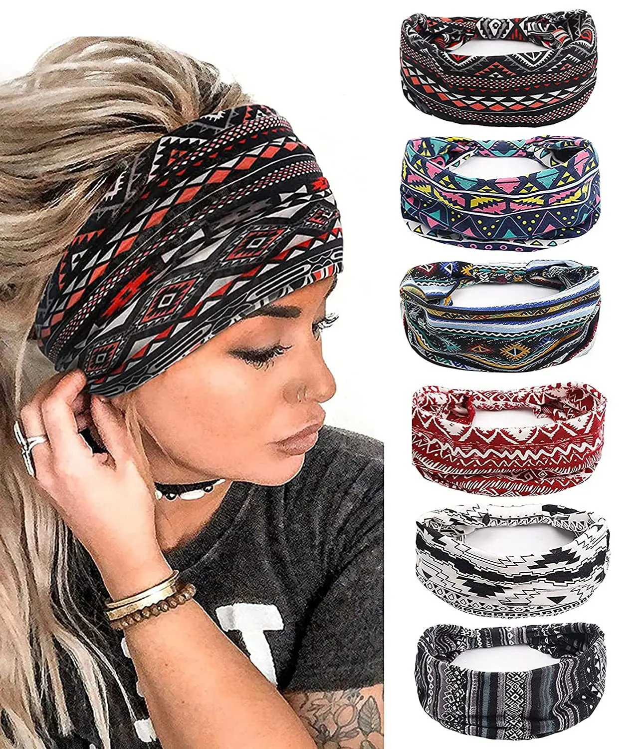WideBandanaheadbandsforWomenBohoBandeauHeadbandsKnotHairScarf