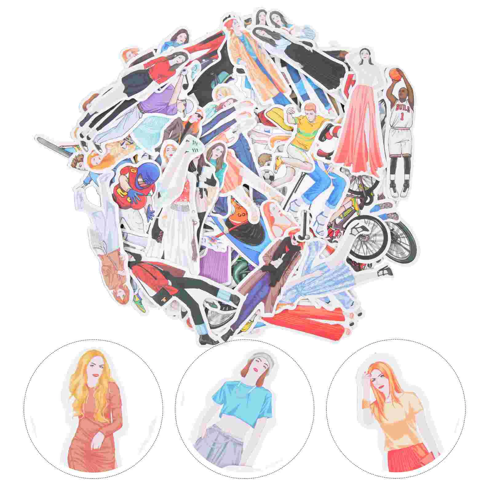 80 Pcs Sports Girl Sticker People Stickers for Journaling DIY Paper Fashion Diary Material Craft Scrapbook Girls