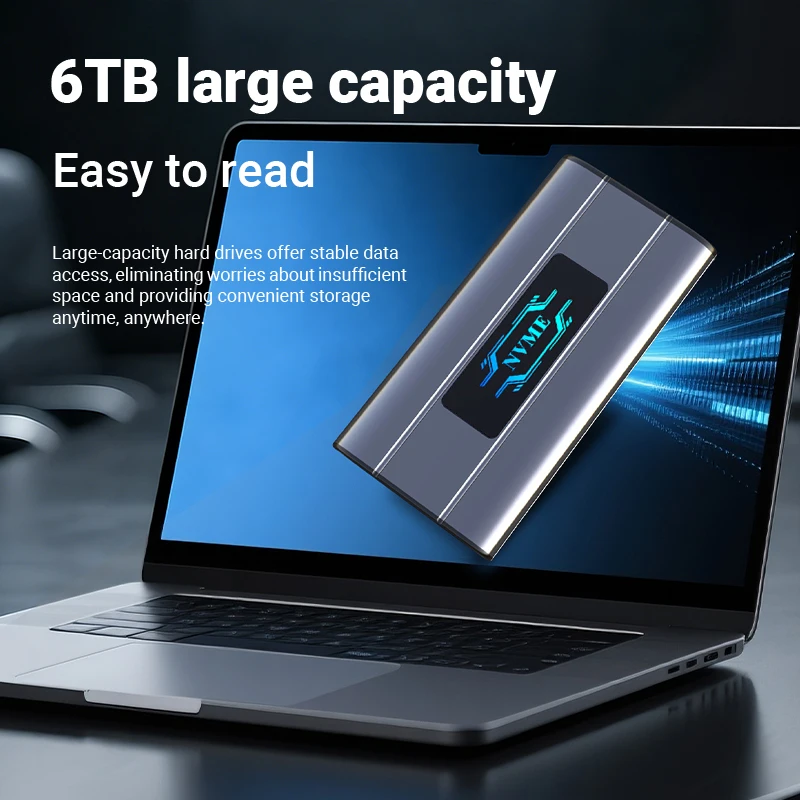 M.2 NVMe SSD 케이스 외장형 6TB 10Gbps 고속 USB 3.2 Gen2 타입-C 어댑터 NGFF SATA PCIe SSD 인클로저 알루미늄 합금 박스