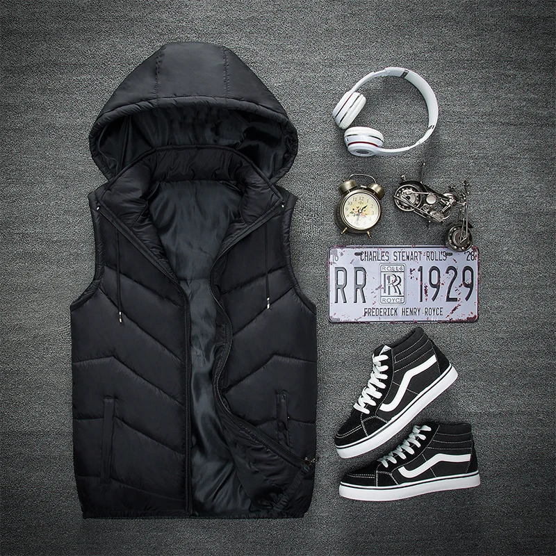 

Vest Men Autumn Winter Warm Sleeveless Jacket Army Waistcoat Mens Vests New Stylish Casual Coats Down Feather Thick Outwear K227