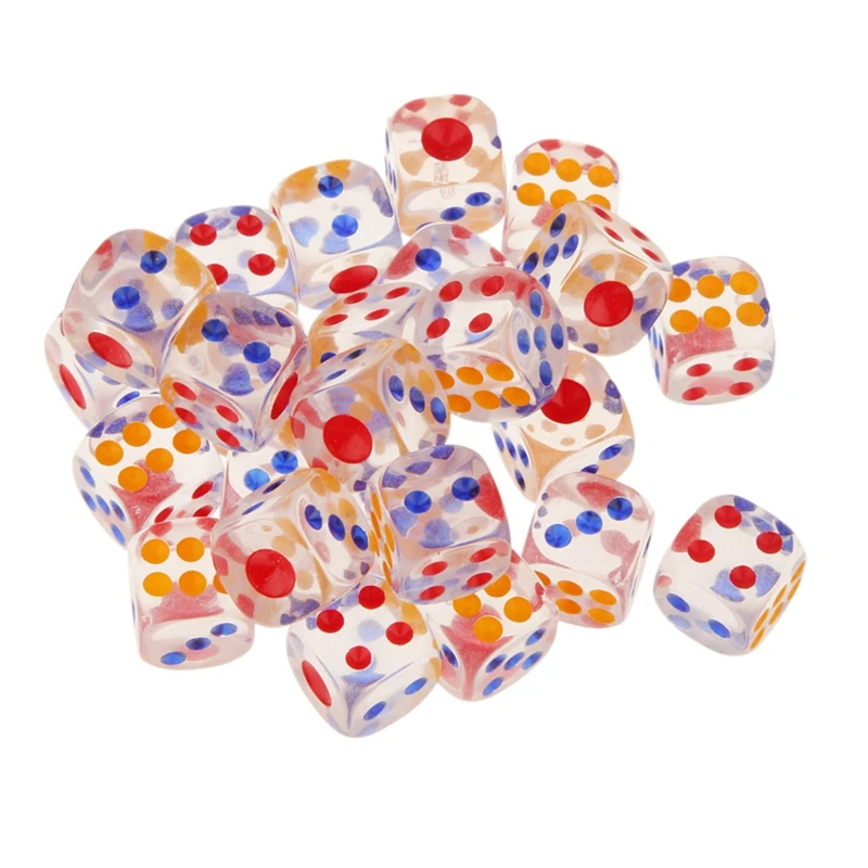 Top!-50 Pezzi Set Di Dadi Da Gioco A 6 Lati, Dadi In Acrilico Trasparente Da 16Mm Per Dnd,Mtg,Rpg,Tenzi,Yahtzee, Giochi Da Tavolo, Insegnamento Della 