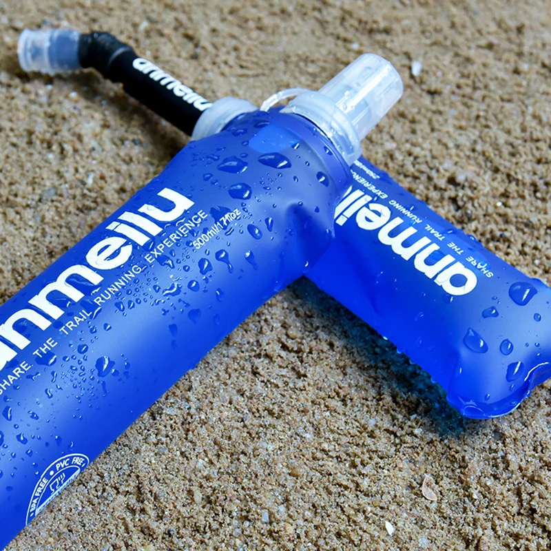 Ultralight Foldable Water Bottle 250/500ml BPA Free Straw Outdoor Sport Supplies Hiking Running Cycling Soft Flask Water Bag
