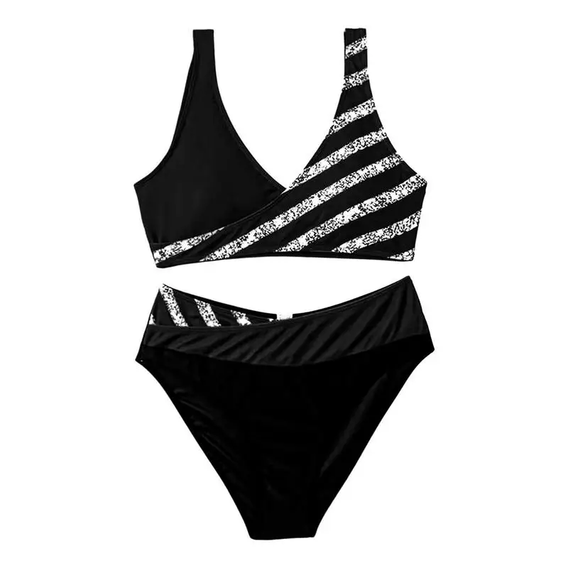 

Underwire Bikini Adjustable Straps V Neck Swimwear High Waisted Swimsuit Colorful Prints Two Pieces Swimming Beach Supplies