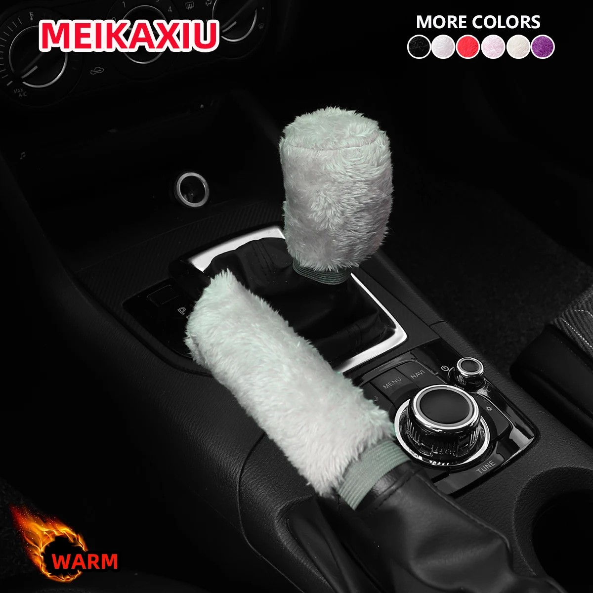 Winter Short Plush Hand Warm Anti-Freeze Car Handbrake Cover Set 2 pieces car interior supplies manual transmission hand brake cover