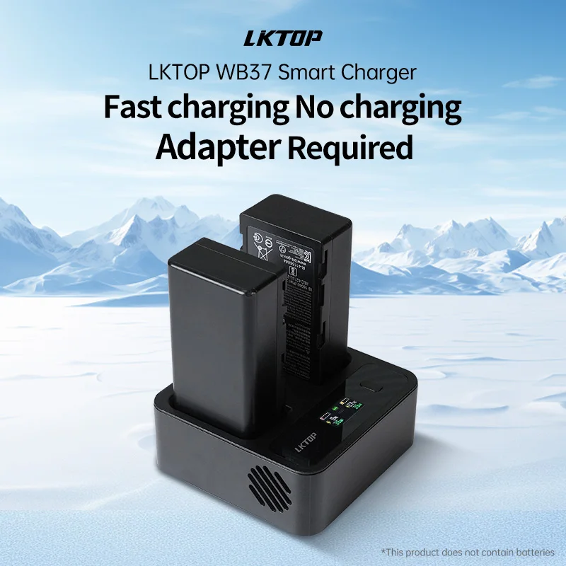 Chargeur intelligent pour batterie DJI RC Plus WB37, écran numérique lumineux indiquant la progression de la charge rapide.