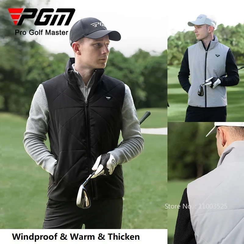 Pgm Padded Vest Men Golf Winter Autumn Outerwear Casual Warm Sleeveless Jacket Male Windproof Waistcoat Stand Collar Gilet