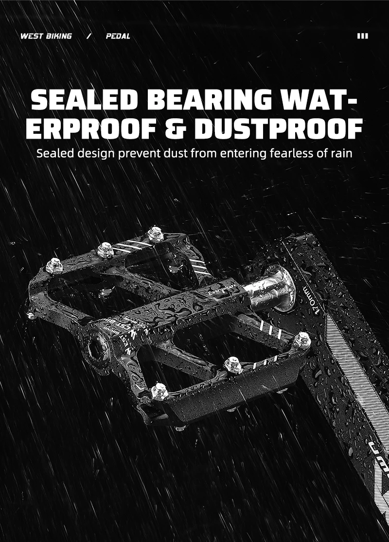 WEST BIKING Lightweight Bicycle Pedals Road Bike Flat Pedals 3 Bearings Titanium/CR-MO Shaft Ultralight Non-Slip Racing Pedals