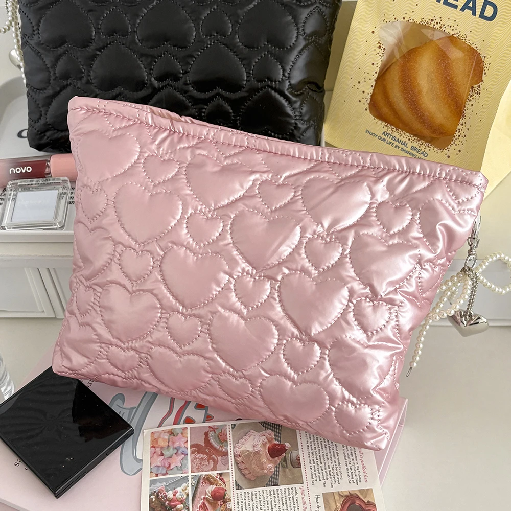 Luxus Herz Große Kapazität Wasserdichte Frauen Make-Up Tasche Handtasche Reise Kosmetik Kulturbeutel Lagerung Beutel Elegante Quadratische Zipper Tasche – Detail 6