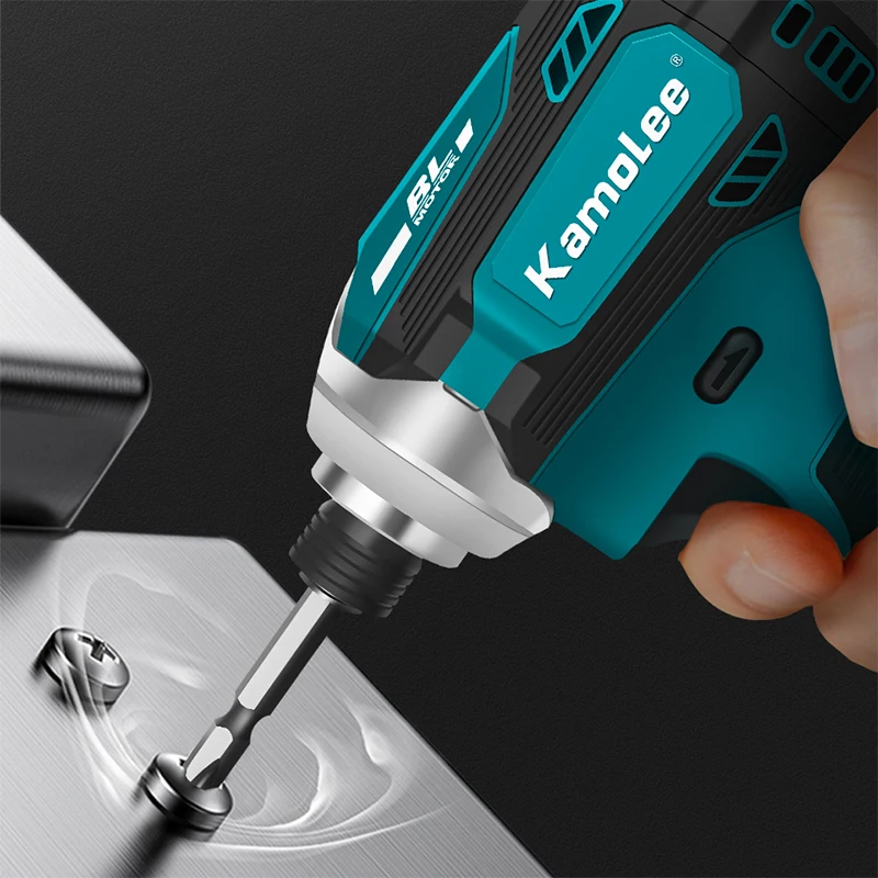 Kamolee 무선 전기 임팩트 브러시리스 렌치, 5 단 스크루드라이버 전동 공구, 마키타 배터리용 LED 조명 3 개 포함, 1/4 인치, 588Nm