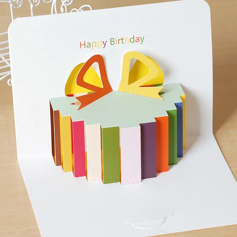 3D Pop-Up Cards Birthday Card Thank-you Girl Kids Wife Husband Birthday Gift Cake Greeting Card Postcards Gifts