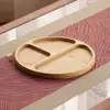 Round Wooden Divided Fruit Tray Nut Platter Handcrafted Snacks Server Dish Wooden Multi-cell Fruit Snack Plate 3