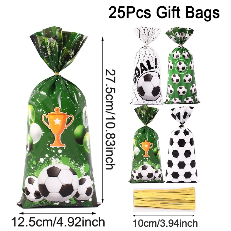 25/50 Stück Fußball-Themen-Geschenktüten Fußball-Süßigkeitentüten Kekstüten Fans-Partytüten für die Dekoration der ersten Geburtstagsfeier – Detail 1