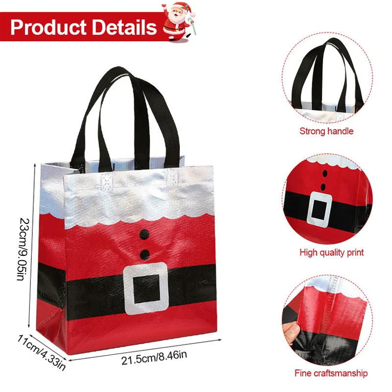 5/10Pcs Christmas Gift Wrapping Bag Santa Claus Non-Woven Tote Bag 2025 Christmas Decoration For Home New Year Kids Gift Favors