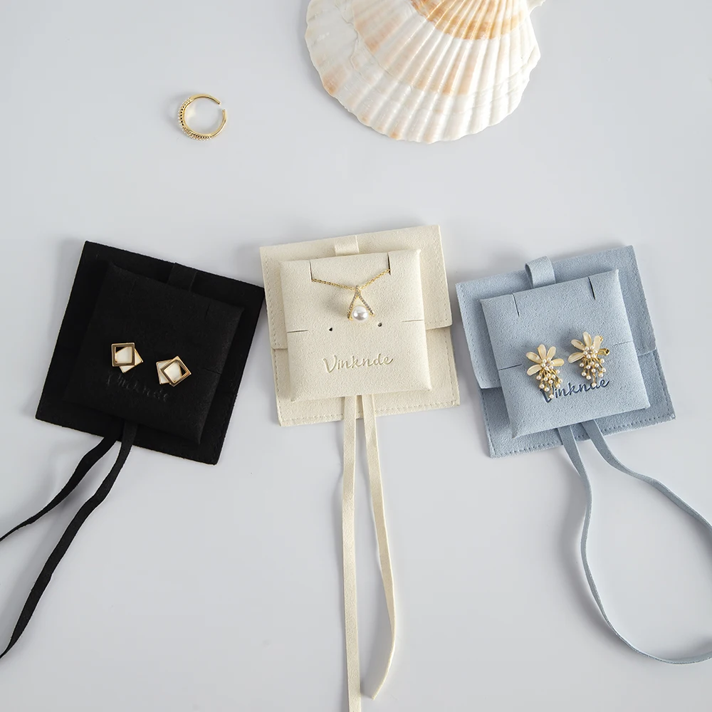 Quality Microfiber Suede Necklace Earring Packaging Holder Card Jewelry Necklace Bracelet Custom Logo Small Organizer Pouch Bag