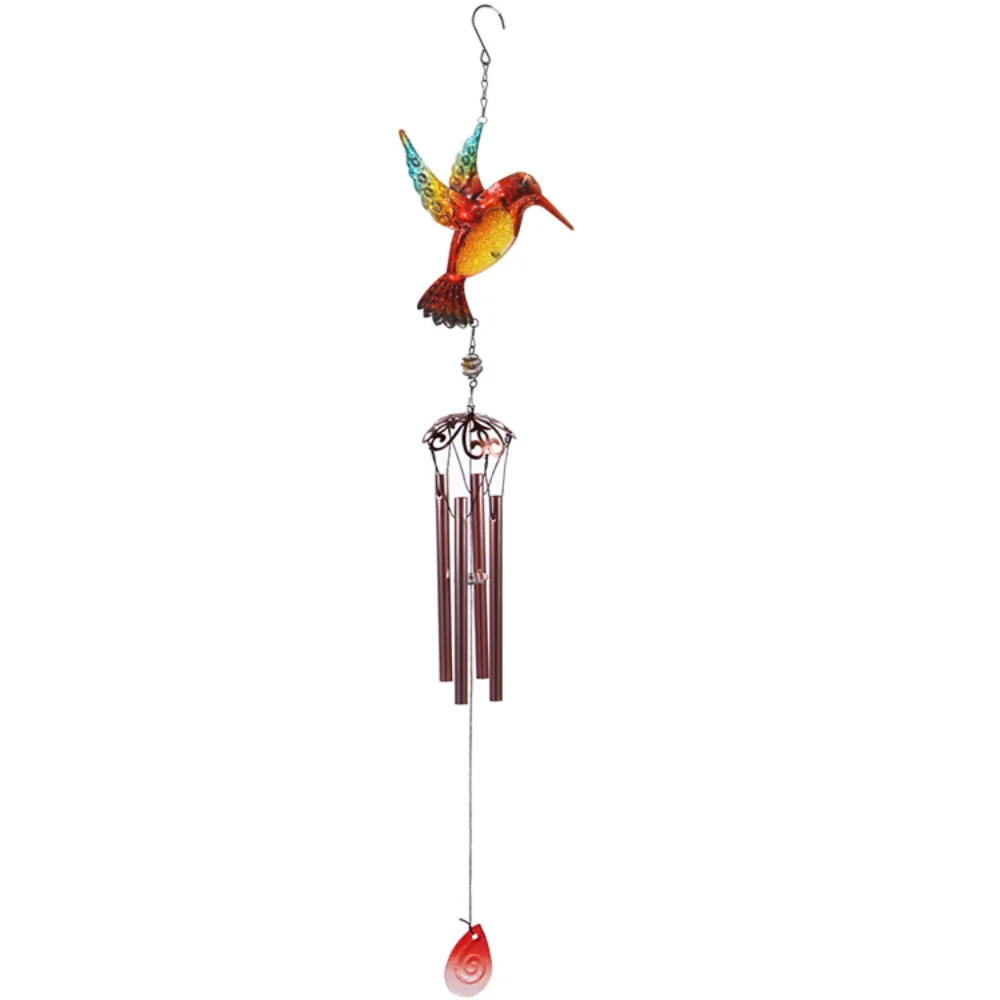New Metal Hummingbird Wind Chime with Bell Pipe Pendant Hummingbird Outdoor Hanging Ornament for Home Garden Hanging Decoration 5