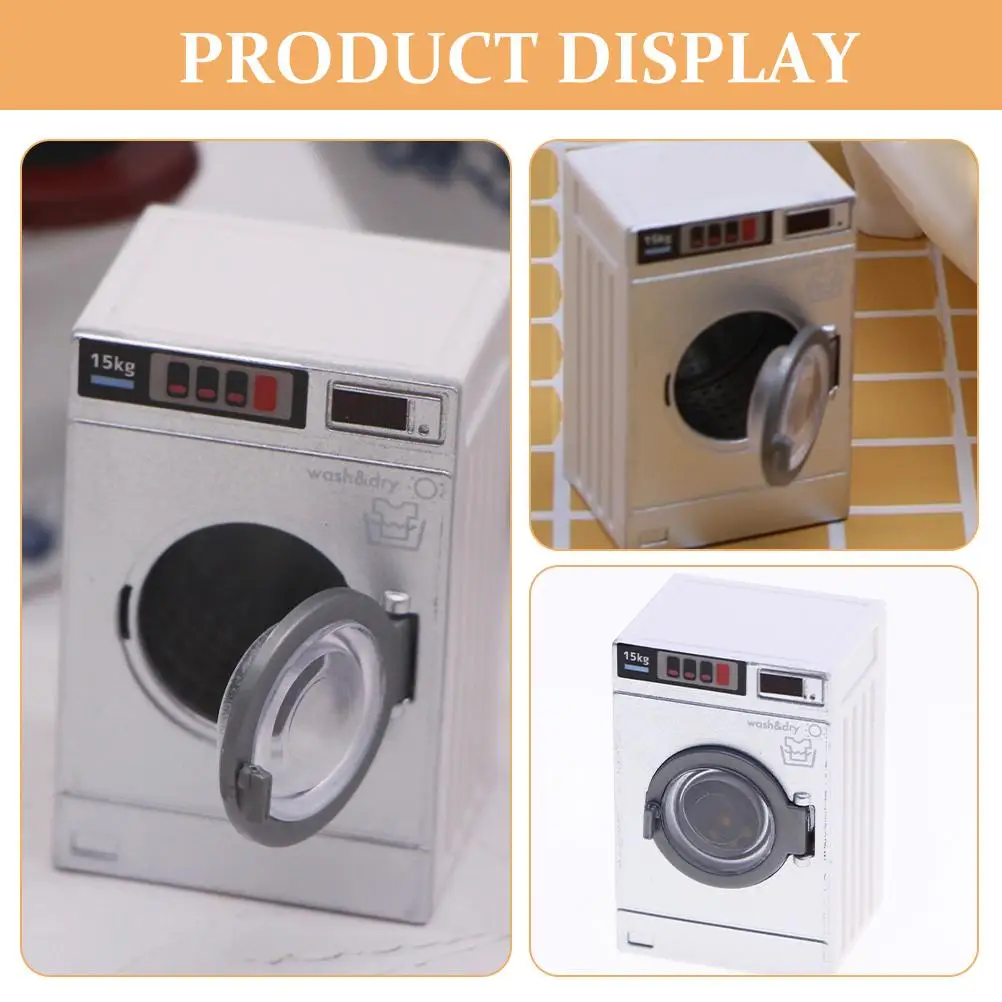 Mini Washing Machine Model Dollhouse Toy Washer Dryer For Pretend Play Housekeeping Toys Role Games Decor Photo Props Miniature