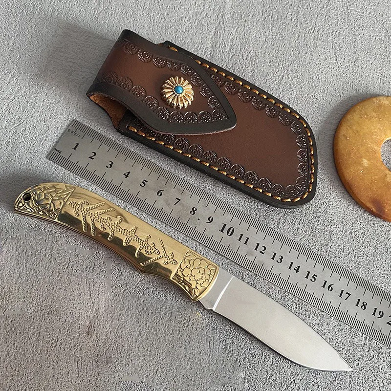 

Латунная ручка, походный портативный карманный нож, острый складной нож из нержавеющей стали для выживания, самообороны, инструменты для тактического использования