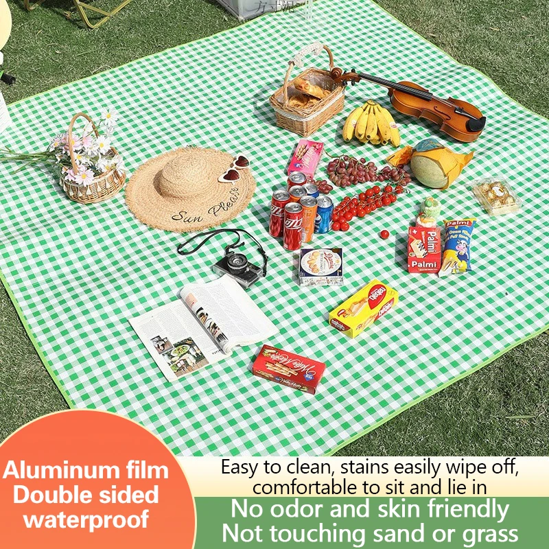 캠핑 하이킹 야외 휴대용 비치 담요, 접이식 캠핑 매트, 두꺼운 방수 잔디 천, 캠핑 장비 매트  Best5