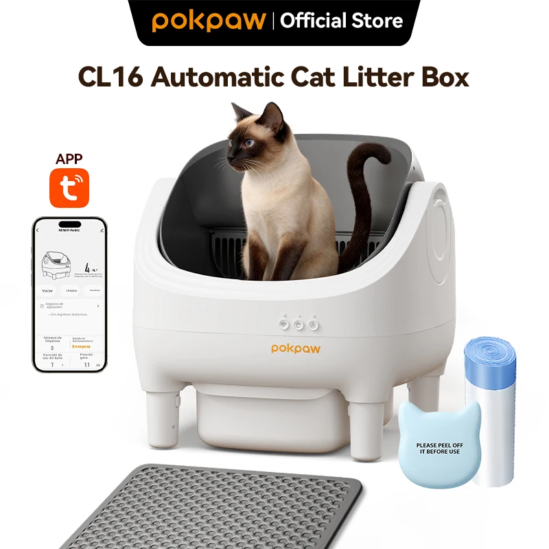 Pokpaw CL16 Smart Self-cleaning Automatic Cat Litter Box With App Control – 76L Semi Enclosed Cat Toilet Supplies For Cats_voghion.com