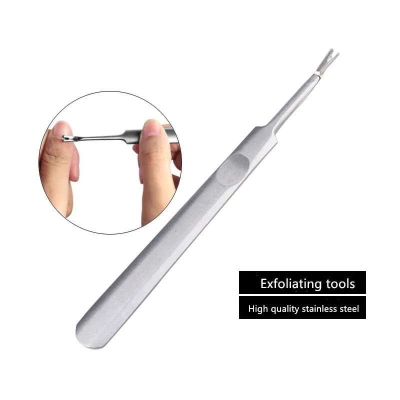 Dead Skin Fork V-Shaped Professional Nail Stainless Steel Cuticle Pusher Nail Art Remover Sharp Manicure Pedicure Salon Tools