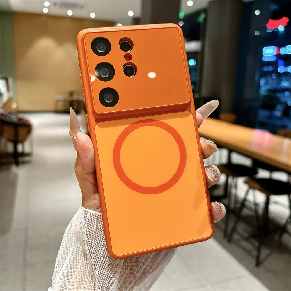 Magnetic Matte Glass Lens Film Protector Case with Magsafe Wireless Charging Compatibility