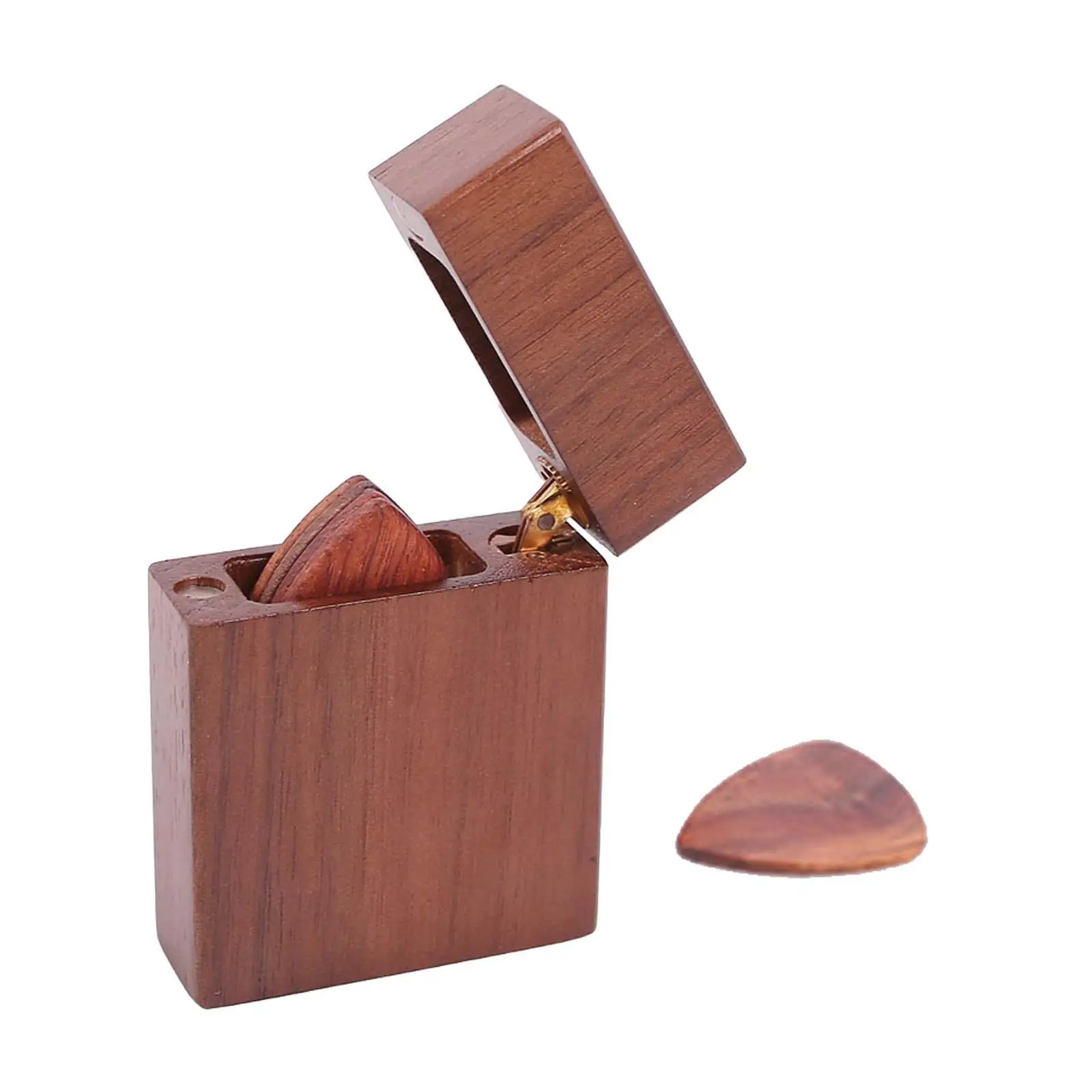 Wooden Guitar Picks Case Handicraft Magnetic Closure Durable Guitar Pick Box
