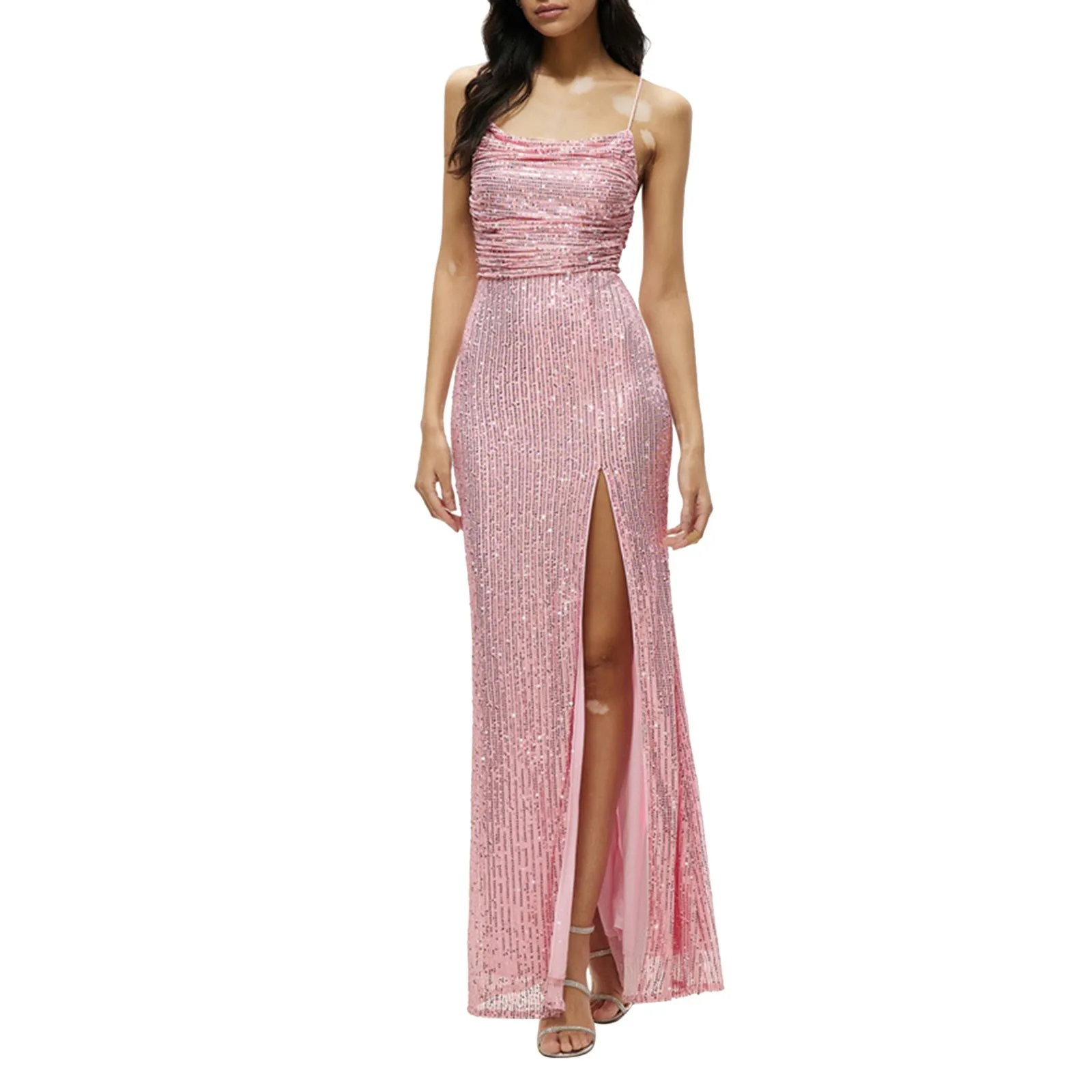 

Women's Sexy Sequin Dress Sparkly Glitter Formal Evening Party Bodycon Dresses Loose Holiday Pleated