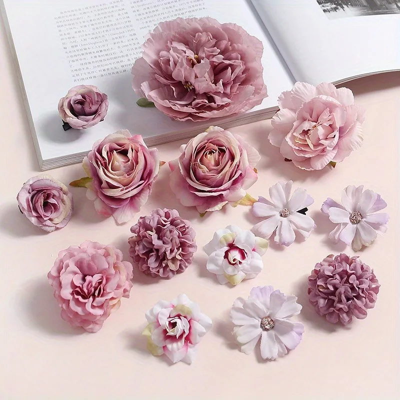 Gemischte Rose künstliche Blumen Seide gefälschte Blumen Köpfe für zu Hause Raum dekor Hochzeits dekoration DIY Handwerk Girlande Geschenke Zubehör – Detail 13