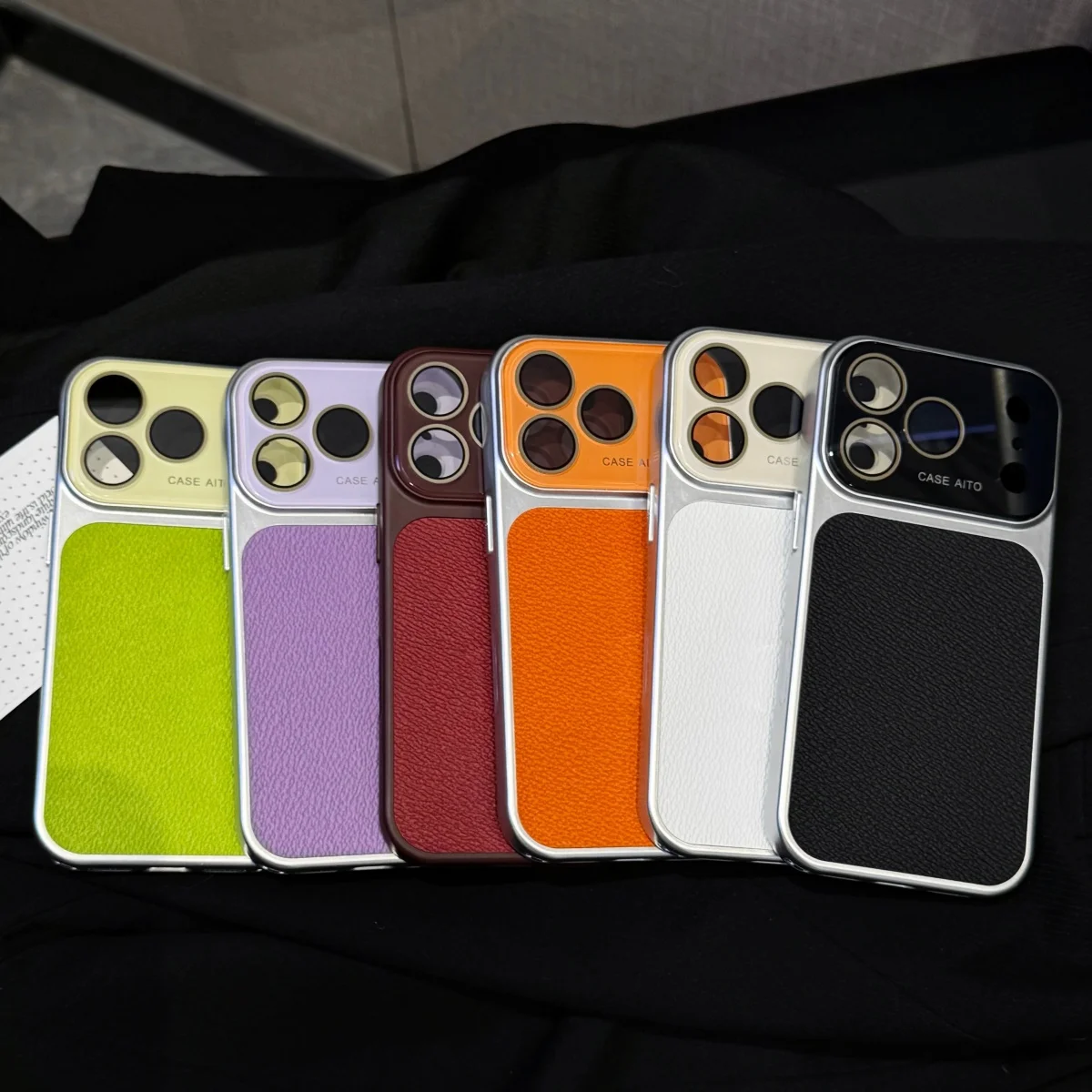Luxury Litchi Texture PU Leather Phone Case with Large Window and Shockproof Glass Lens Cover