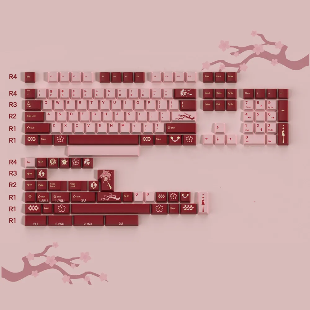 Spring Peach Keycap Teclado Mecânico Material Pbt Perfil Cereja Lado Sublimação Dye 142 Chaves para Interruptores mx Rk68 Rk87