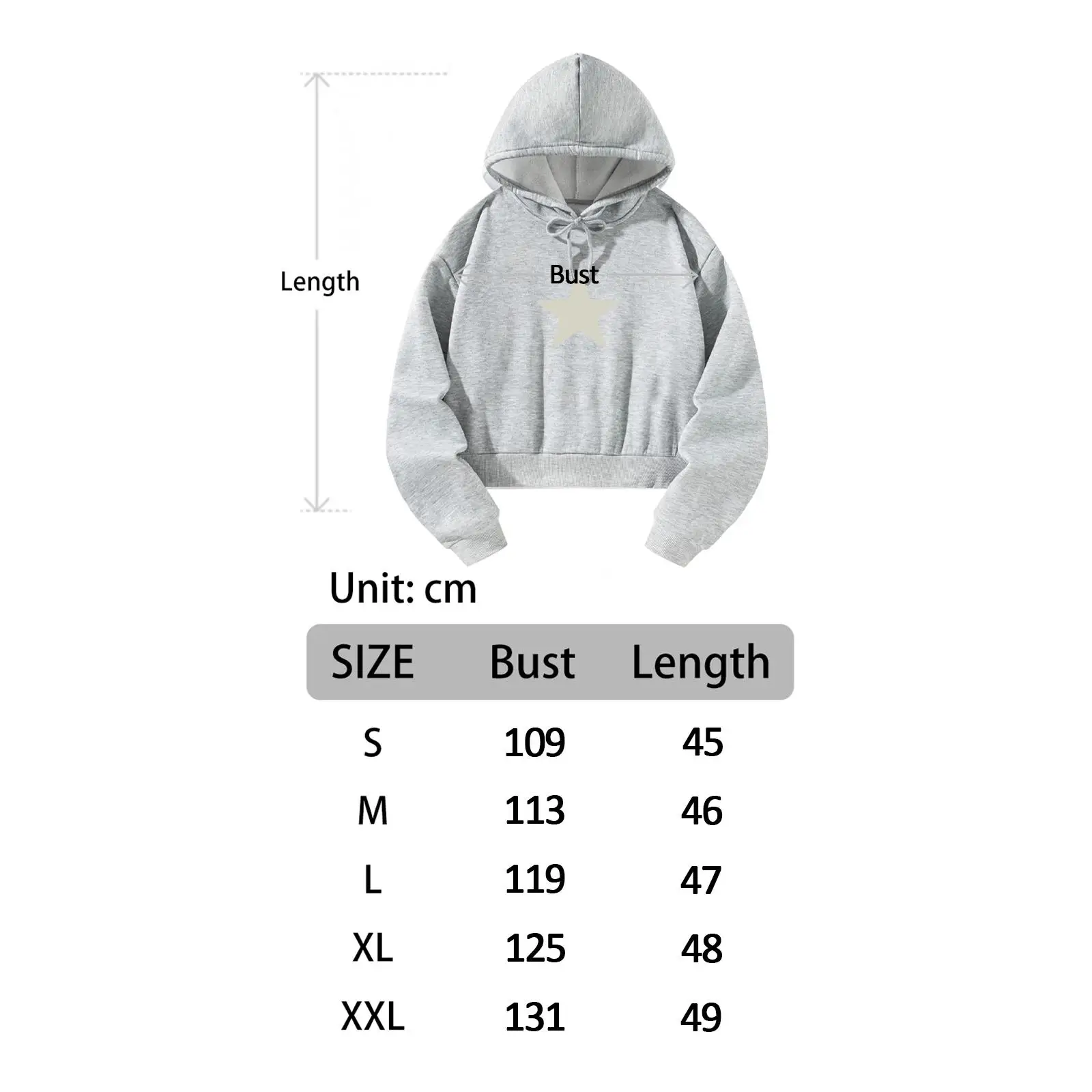 Women`s Hoodies Long Sleeve Stylish Five Pointed Star Printed Cropped Sweatshirt for Daily Wear Office Vacation Street Travel