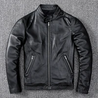 Tcyeek 100% Genuine Leather Jacket Men Vintage Natural Cowskin Coat Spring Autumn Mens Leather Jackets 2021 Chaquetas Hombre - Image 5