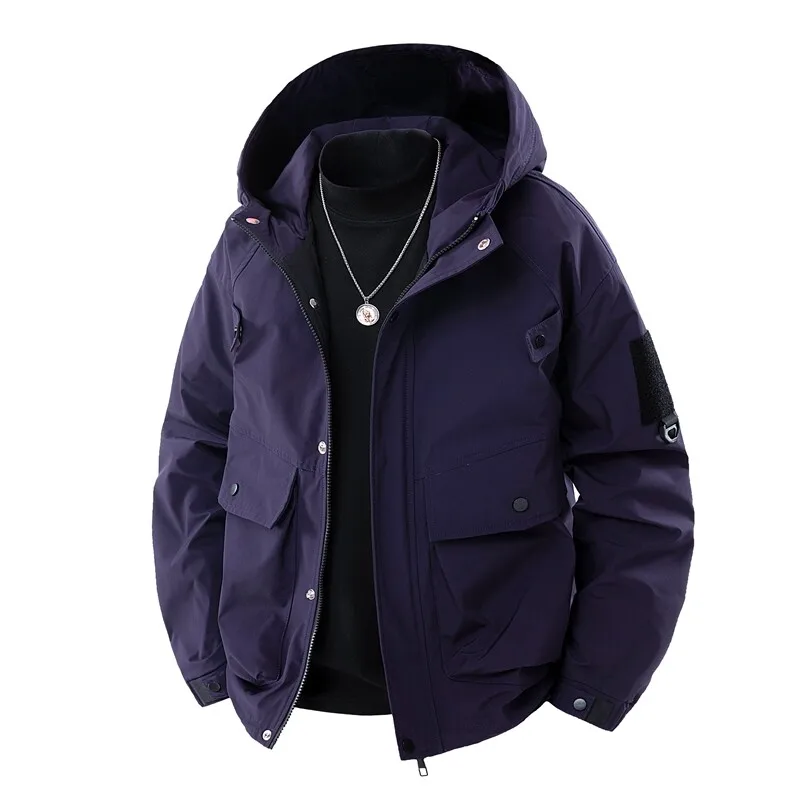 Neue Lässige Herren-Kapuzenjacken 2026 Frühling Herbst Einfarbiger Loser Mantel Jugendliche High-Street-Mode Winddichte Oberbekleidung – Detail 9