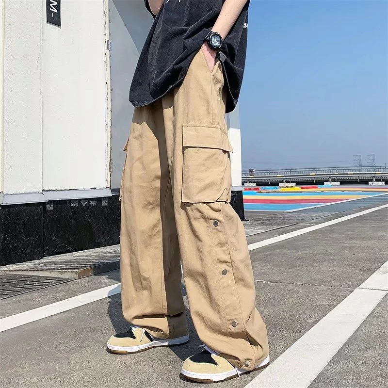 2023 Mannen Cargo Broek Harajuku Stijl Straight Grote Zakken Losse Wijde Pijpen Broek| |